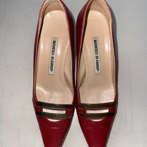 Manolo Blahnik Red Heeled Pumps 35